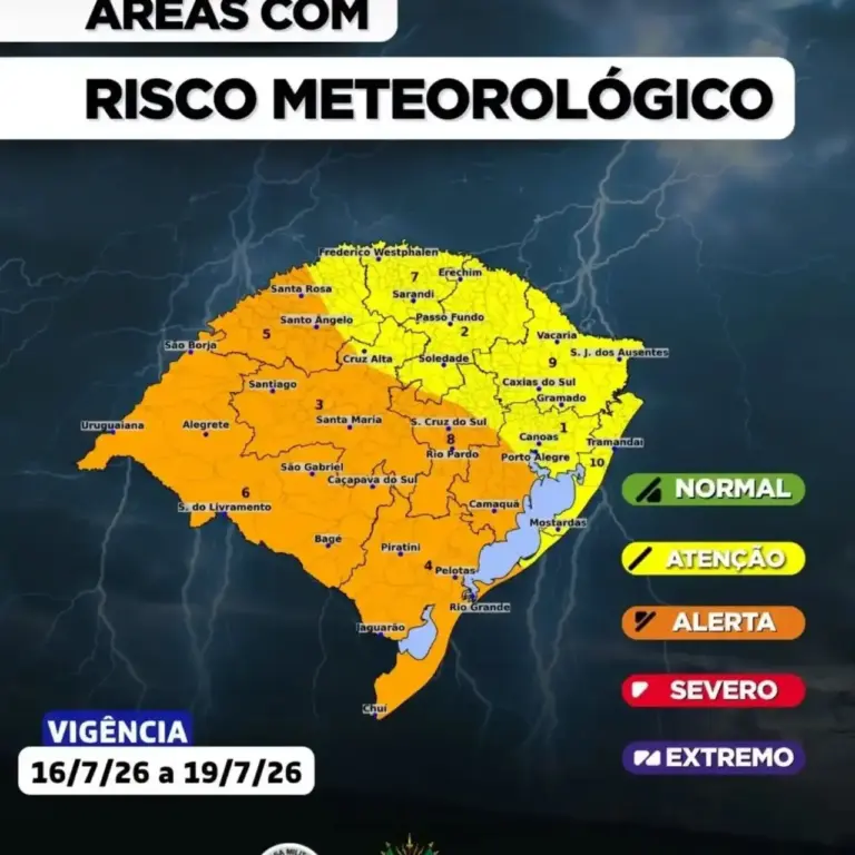 Defesa Civil atualiza alerta para temporais severos, granizo e risco de tornados no Rio Grande do Sul - Studio TV