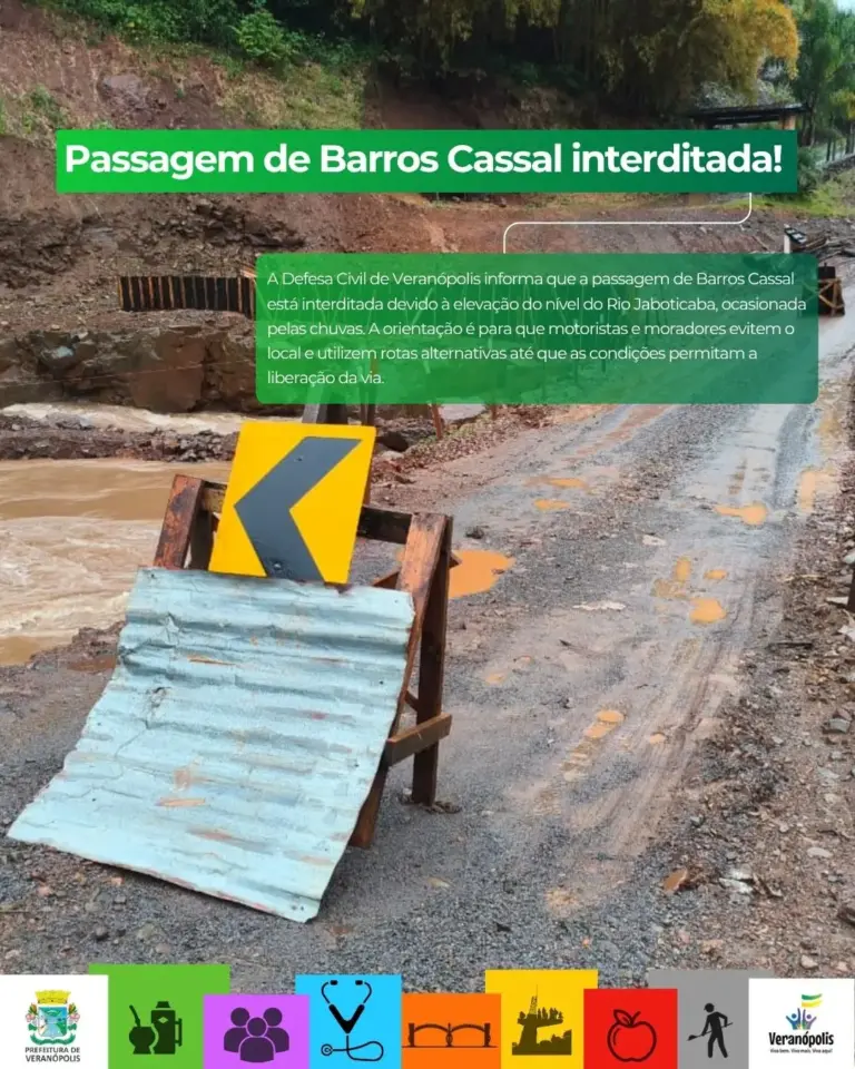 Defesa Civil de Veranópolis interdita passagem em Barros Cassal - Studio TV