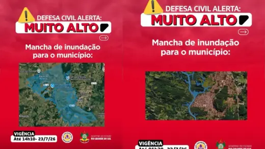 Defesa Civil emite alerta de risco muito alto para inundações nos rios Taquari e Caí - Studio TV