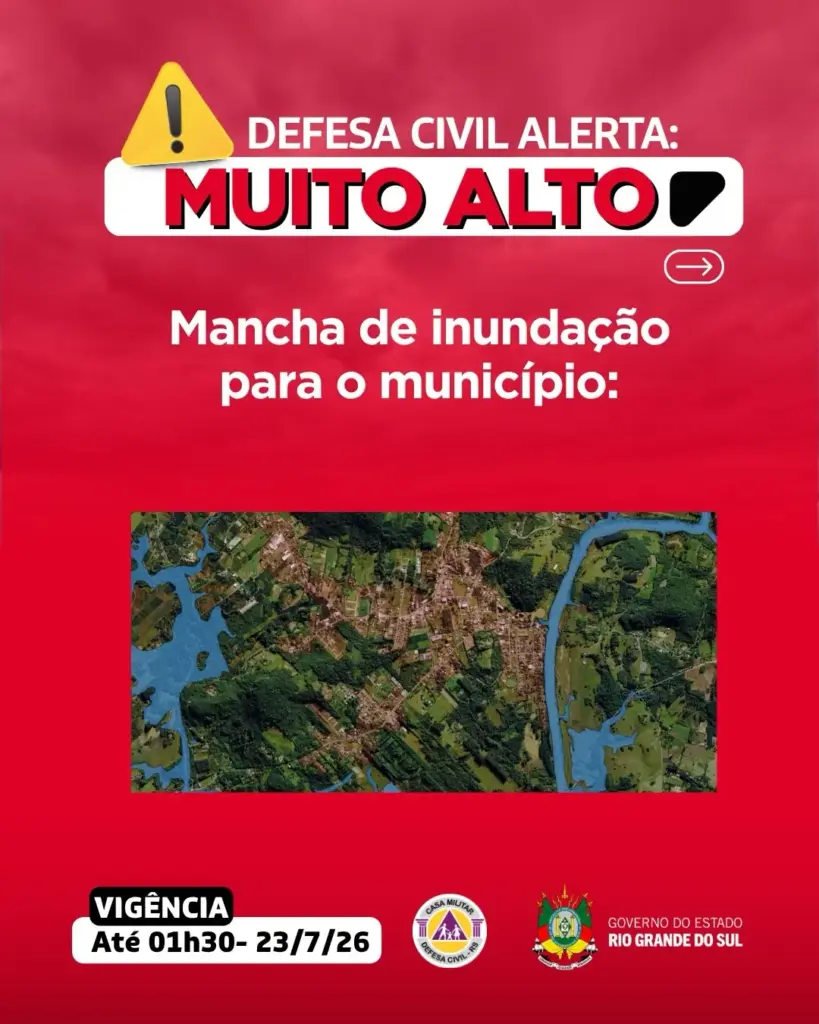 Defesa Civil emite alerta de risco muito alto para inundações nos rios Taquari e Caí - Studio TV