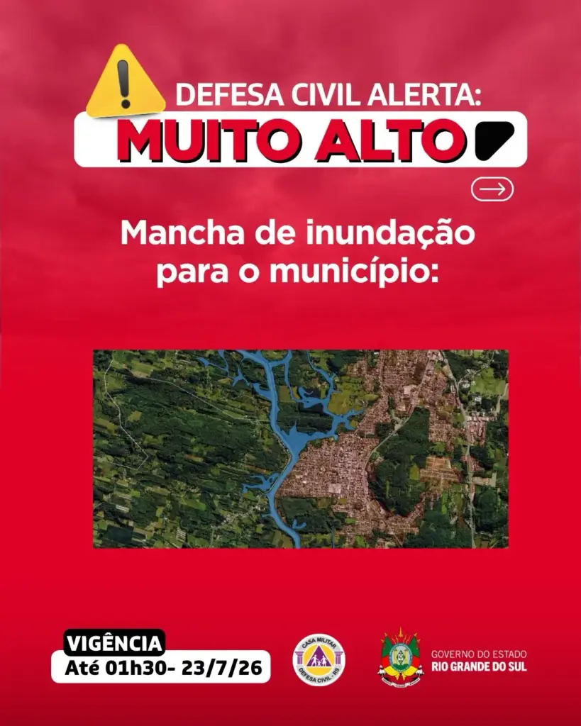Defesa Civil emite alerta de risco muito alto para inundações nos rios Taquari e Caí - Studio TV