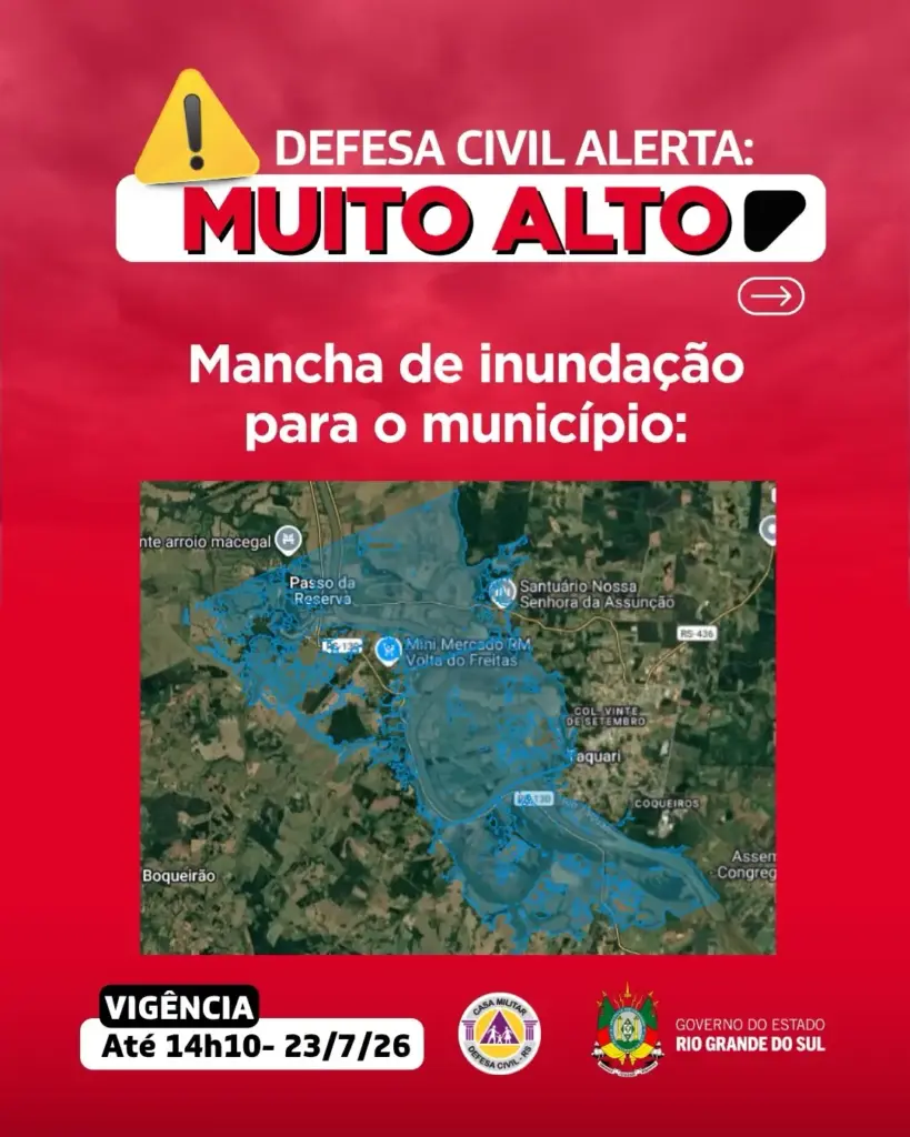 Defesa Civil emite alerta de risco muito alto para inundações nos rios Taquari e Caí - Studio TV