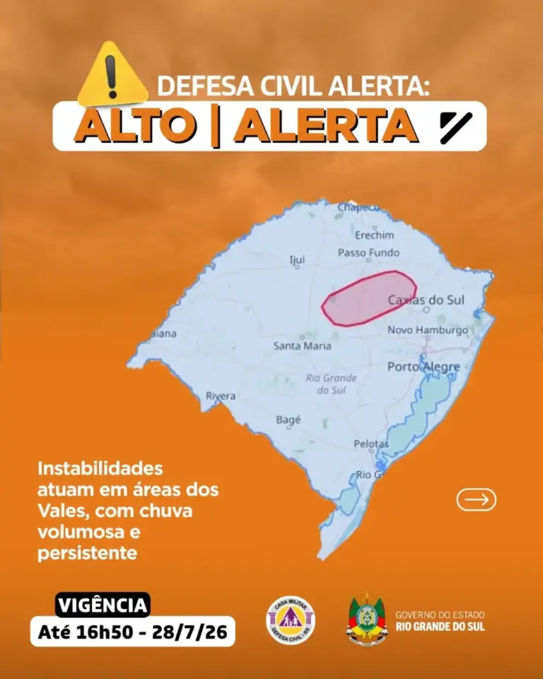 Defesa Civil emite novo alerta para chuva volumosa e risco alto de destelhamentos para a região - Studio TV