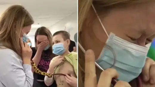 Mãe ouve coração da filha transplantado em menino de 12 anos que venceu luta contra leucemia - Studio TV