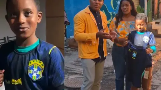 Menino que fez camisa da Seleção com restos de pano ganha uniforme oficial - Studio TV