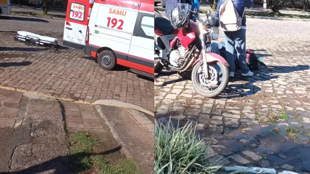 Motociclista fica ferido em acidente no centro de Nova Prata - Studio TV