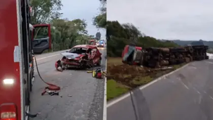 Motorista morre após colisão entre carro e carreta na BR-392 em São Sepé - Studio TV