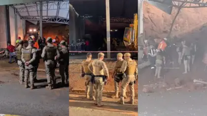 Operários morrem soterrados após desabamento em obra em SC - Studio TV