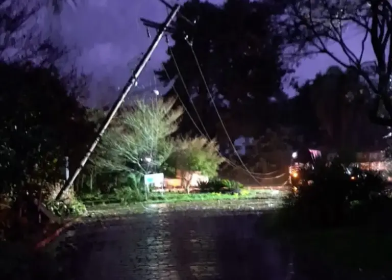 Poste cai na BR-470 e deixa trânsito lento na Serra das Antas, em Veranópolis - Studio TV