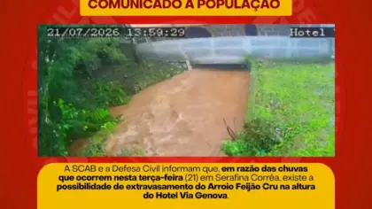 Chuvas elevam nível do Arroio Feijão Cru e interditam túnel da Capela Salete em Serafina Corrêa - Studio TV