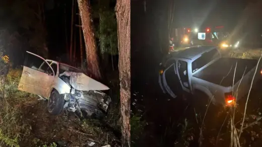 Caminhonete sai da pista e colide contra objeto fixo na ERS-324, entre Marau e Passo Fundo - Studio TV