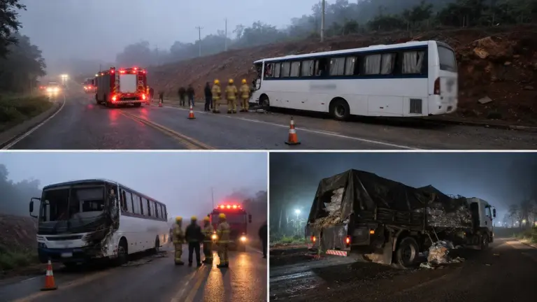 Tragédia em Santa Cruz do Sul deixa dois mortos após colisão entre ônibus e caminhão na manhã desta terça-feira - Studio TV