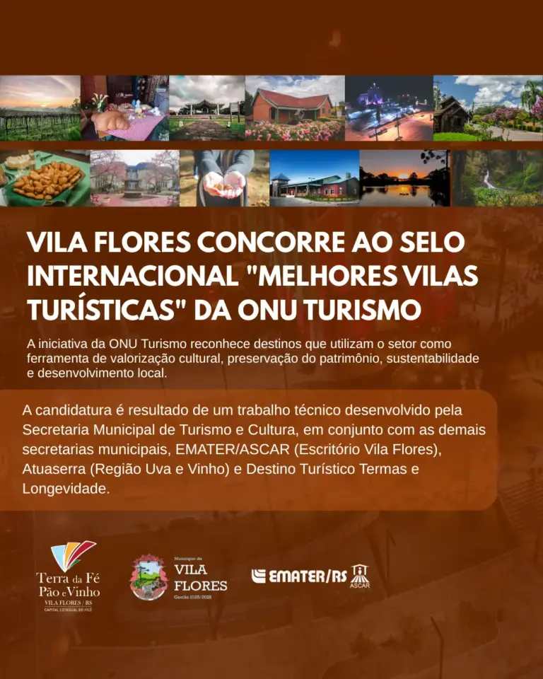 Vila Flores disputa selo internacional de Melhores Vilas Turísticas da ONU Turismo - Studio TV