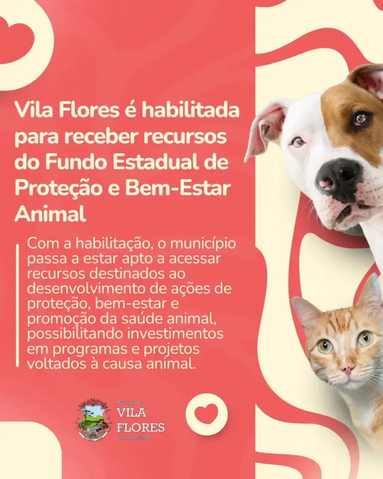 Vila Flores é habilitada para receber recursos do Fundo Estadual de Proteção e Bem-Estar Animal - Studio TV