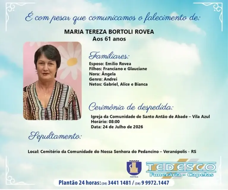 Vítima de grave acidente em Veranópolis será sepultada nesta sexta-feira - Studio TV