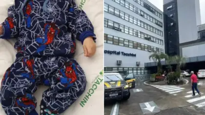 Bebê de família de Nova Prata recebe alta após sete dias na UTI Neonatal do Hospital Tacchini - Studio TV