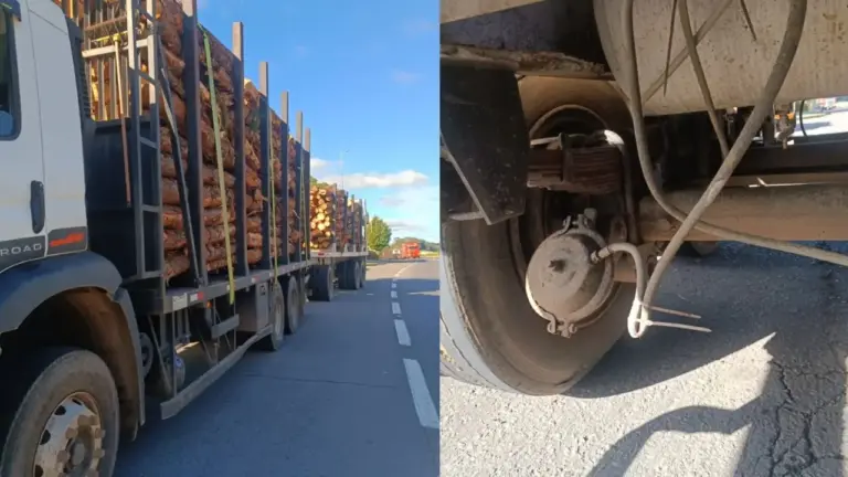 Caminhão com 6,6 toneladas de excesso e freios sem funcionamento é retido na ERS-122 em Farroupilha - Studio TV