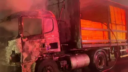 Carreta pega fogo na RS-122, em Ipê - Studio TV