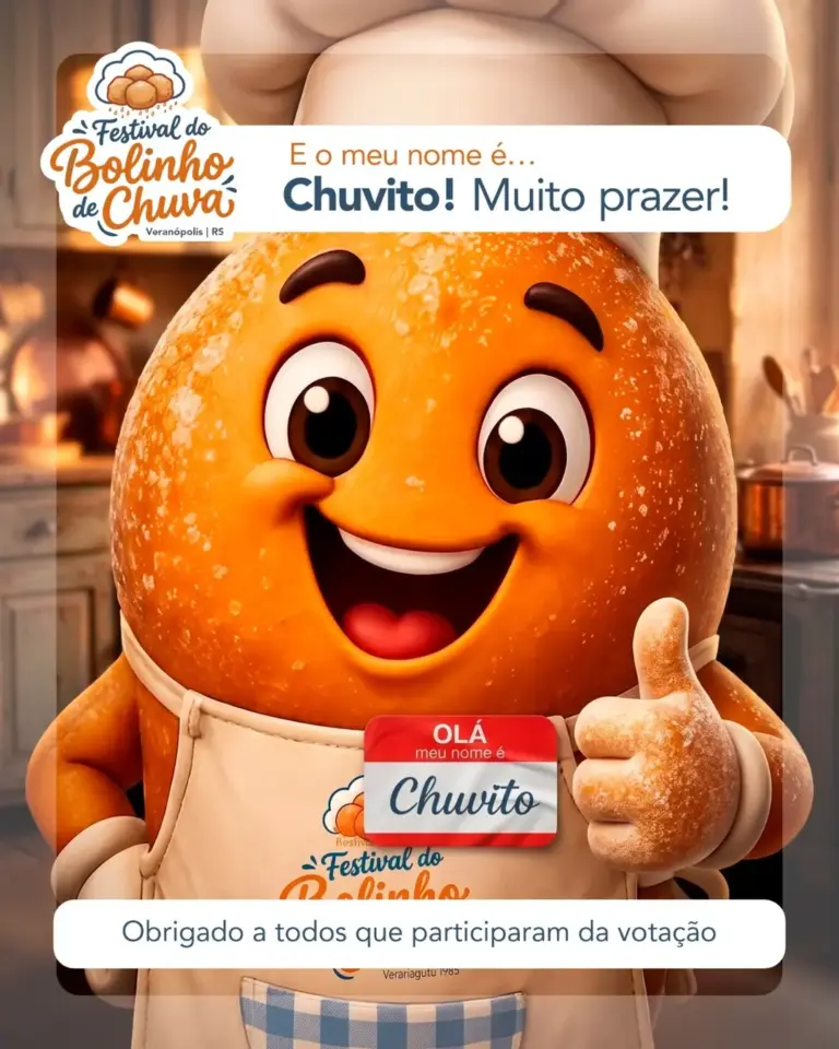 Chuvito é escolhido como mascote oficial do Festival do Bolinho de Chuva de Veranópolis - Studio TV