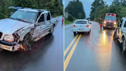Colisão entre carro e caminhão é registrada em Garibaldi - Studio TV