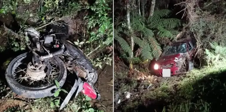 Colisão entre carro e motocicleta deixa um morto e um ferido na BR-470 - Studio TV