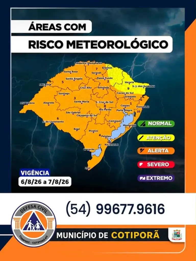 Cotiporã entra em alerta para temporais, ventos fortes e queda de granizo - Studio TV