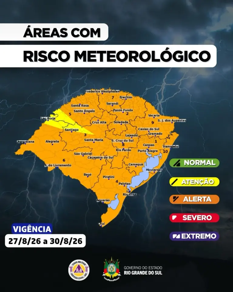 Defesa Civil alerta para mais de 250 mm de chuva na Serra e risco de temporais severos no RS - Studio TV