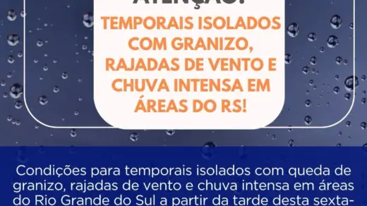 Defesa Civil alerta para temporais com granizo e ventos fortes no RS durante o fim de semana - Studio TV