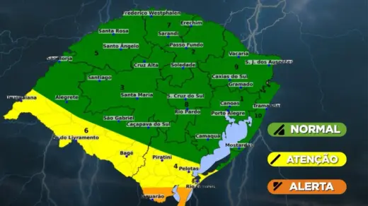Defesa Civil alerta para temporais com granizo, ventos acima de 80 km/h e chuva de até 150 mm no RS - Studio TV