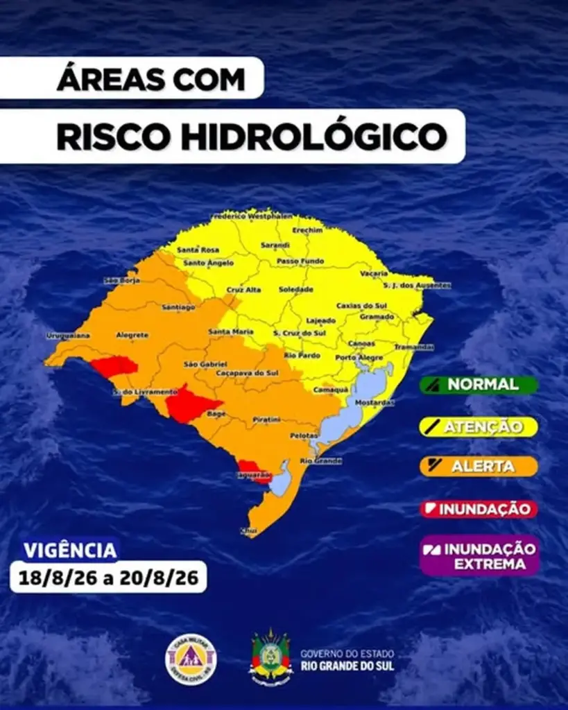 Defesa Civil alerta para temporais, granizo e risco de inundação no Rio Grande do Sul - Studio TV