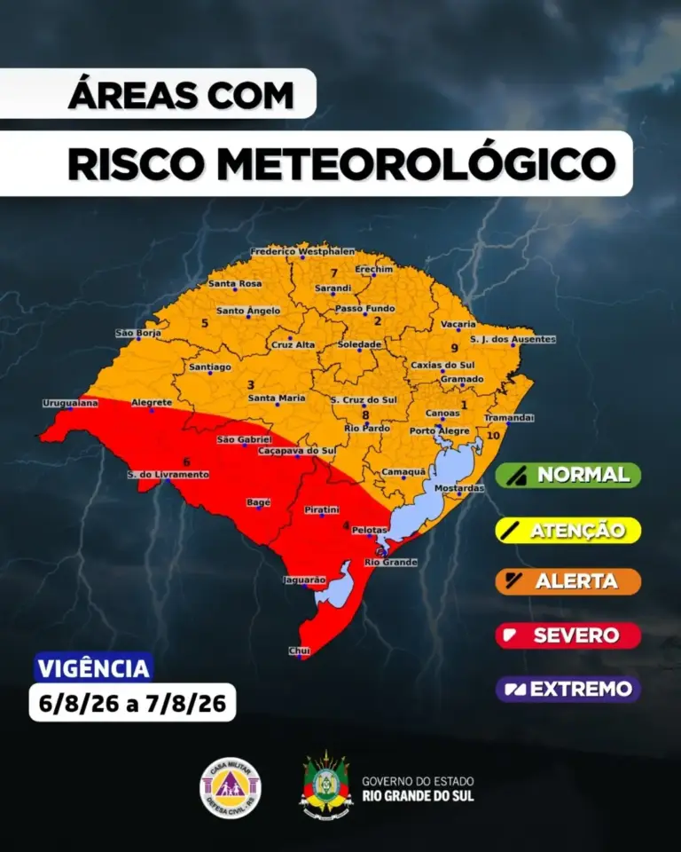 Defesa Civil emite alerta severo para tempestades, granizo e ventos acima de 100 km/h no RS - Studio TV