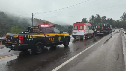 Engavetamento com caminhões-tanque deixa motorista ferido na BR-116, em Caxias do Sul - Studio TV