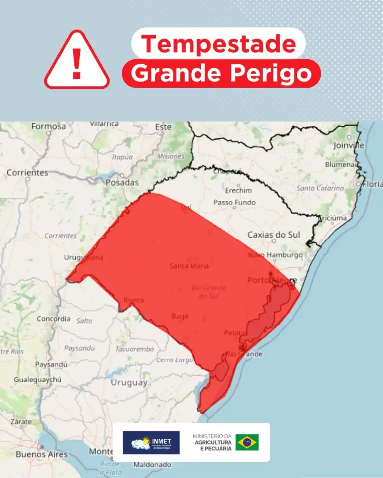 Inmet emite alerta vermelho para tempestades severas em parte do Rio Grande do Sul - Studio TV