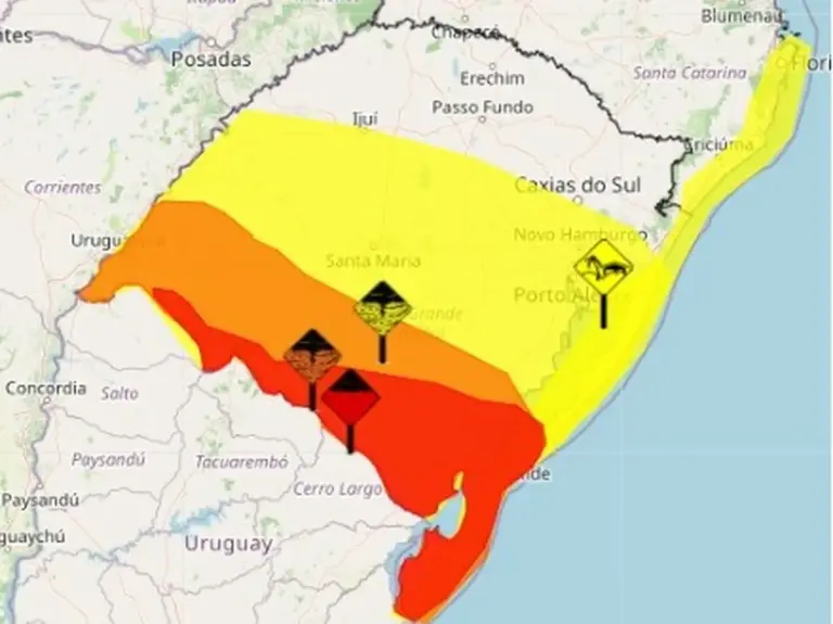 Segunda-feira começa com quatro alertas do Inmet no Rio Grande do Sul; chuva pode passar de 100 mm - Studio TV