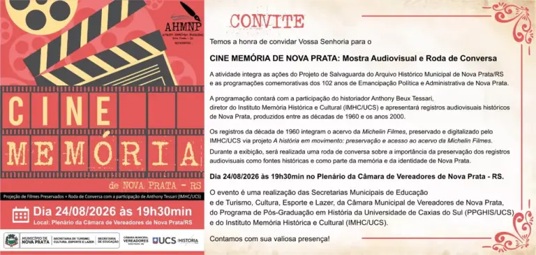 Nova Prata recebe mostra audiovisual e roda de conversa sobre memória histórica - Studio TV