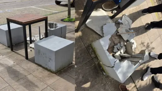 Prefeitura fará revisão em mobiliários urbanos após estrutura quebrar, no centro de Veranópolis - Studio TV