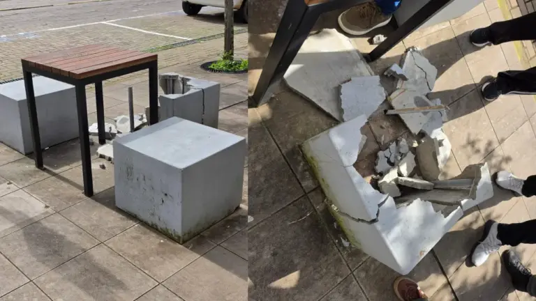 Prefeitura fará revisão em mobiliários urbanos após estrutura quebrar, no centro de Veranópolis - Studio TV
