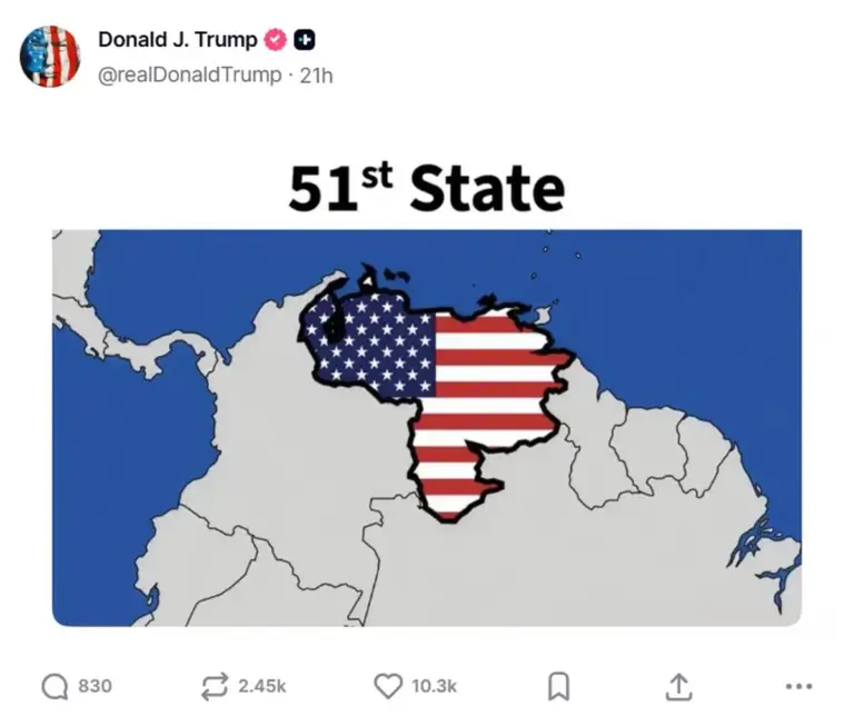 Trump volta a sugerir Venezuela como “51º estado” dos EUA - Studio TV