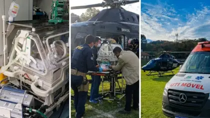Bebê de três meses é transferido de helicóptero após grave acidente em Vista Alegre do Prata - Studio TV