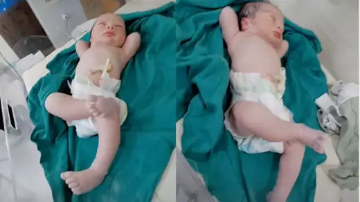 Bebê viraliza ao nascer com pose de milionário e diverte equipe médica - Studio TV