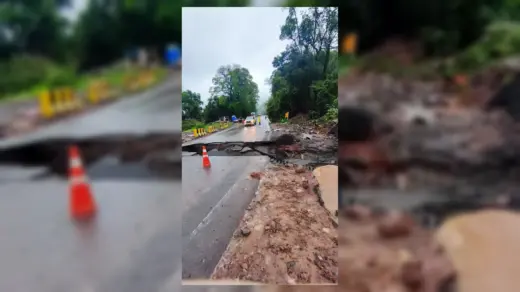 BR-470 segue totalmente interditada na Serra das Antas após chuva intensa no RS - Studio TV