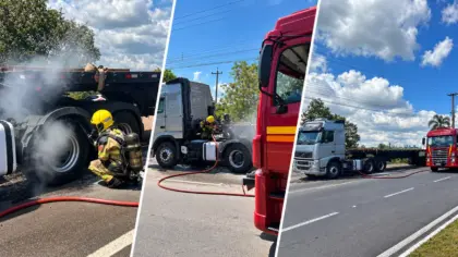 Caminhão tem princípio de incêndio na BR-470, no interior de Bento Gonçalves - Studio TV