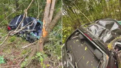 Capotamento deixa motorista ferido no bairro Santa Rita, em Marau - Studio TV
