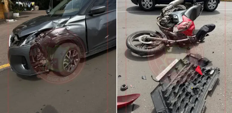 Colisão entre carro e motocicleta deixa duas pessoas feridas em Garibaldi - Studio TV