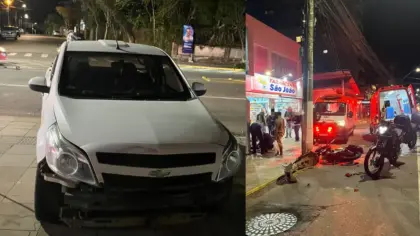 Colisão entre carro e motocicleta deixa jovem ferido em Bento Gonçalves - Studio TV