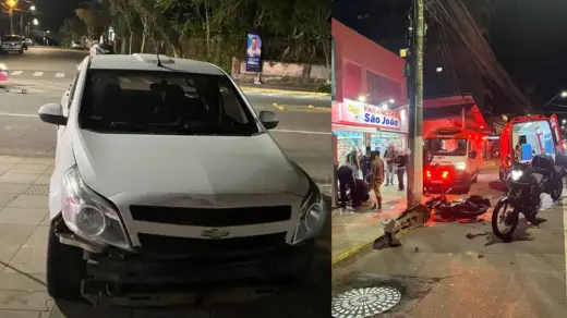 Colisão entre carro e motocicleta deixa jovem ferido em Bento Gonçalves - Studio TV