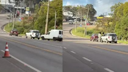 Colisão traseira é registrada no acesso ao bairro Medianeira, em Veranópolis - Studio TV