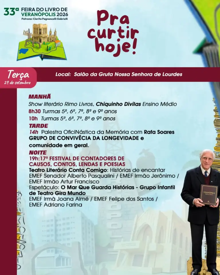 Confira a programação desta terça-feira na 33ª Feira do Livro de Veranópolis - Studio TV