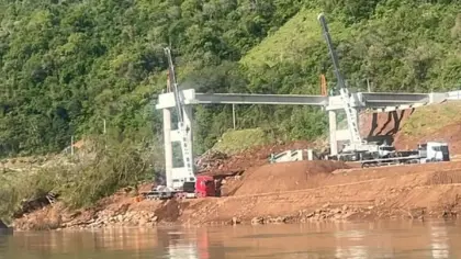 Construção da nova ponte na ERS-431 avança no Rio Taquari - Studio TV