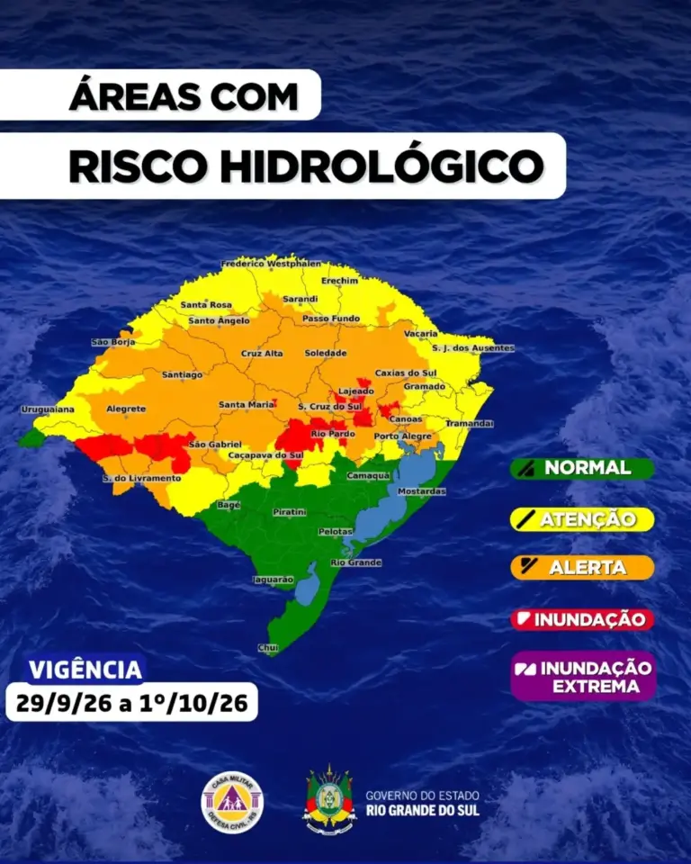 Defesa Civil alerta para risco de inundação nos rios Taquari, Caí, Jacuí, Quaraí e Santa Maria - Studio TV